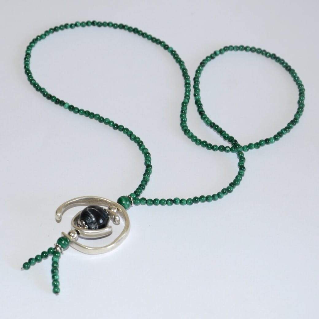 Lange Halskette mit Malachit und Tigerauge-Stein - Marina Halsketten KOOMPLIMENTS