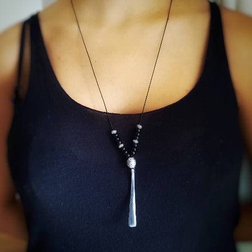 Lange Halskette Obsidian Perlen - Maurisch Halsketten KOOMPLIMENTS