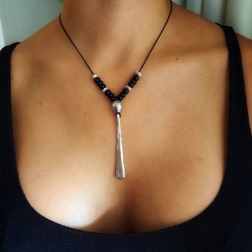 Lange Halskette Obsidian Perlen - Maurisch Halsketten KOOMPLIMENTS