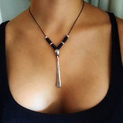 Lange Halskette Obsidian Perlen - Maurisch Halsketten KOOMPLIMENTS