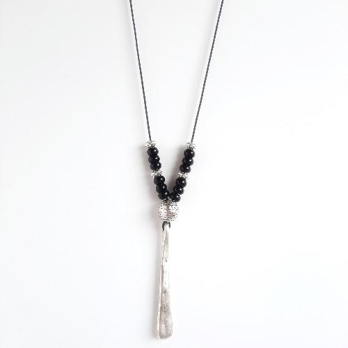 Lange Halskette Obsidian Perlen - Maurische Halskette KOOMPLIMENTS