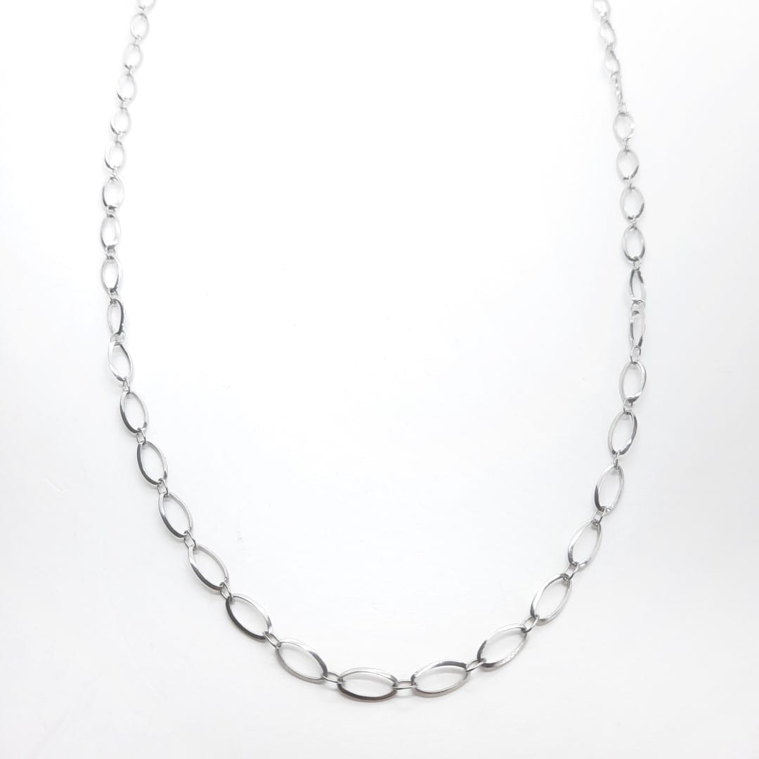 Lange ovale Halskette aus Edelstahl - Silber Halsketten KOOMPLIMENTS 