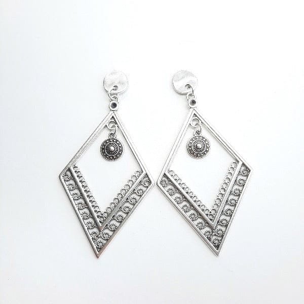 Lange Rautenohrringe Silber - Traditionelles Boho Ohrringe KOOMPLIMENTS