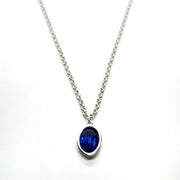 Lange Silberkette mit rundem Steinanhänger - IMMENSITY Halsketten KOOMPLIMENTS Blau 