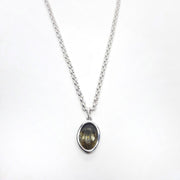 Lange Silberkette mit rundem Steinanhänger - IMMENSITY Halsketten KOOMPLIMENTS Diamond Black 