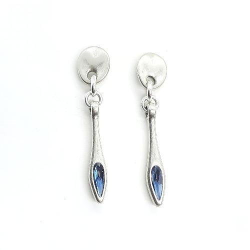 Lange Träne Silber Ohrringe - Blue Tear Ohrringe KOOMPLIMENTS