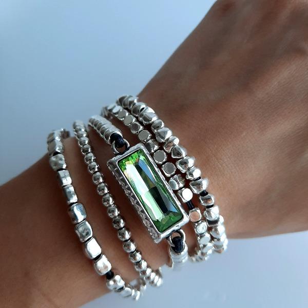 Lederarmband mit Kristallknopf - Elsa Armband KOOMPLIMENTS
