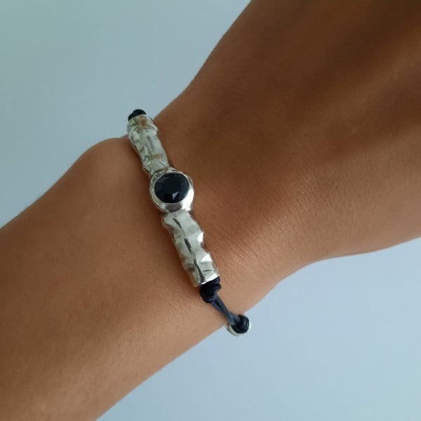 Lederarmband und Silber - Kleiner Baumstamm Black Armband KOOMPLIMENTS