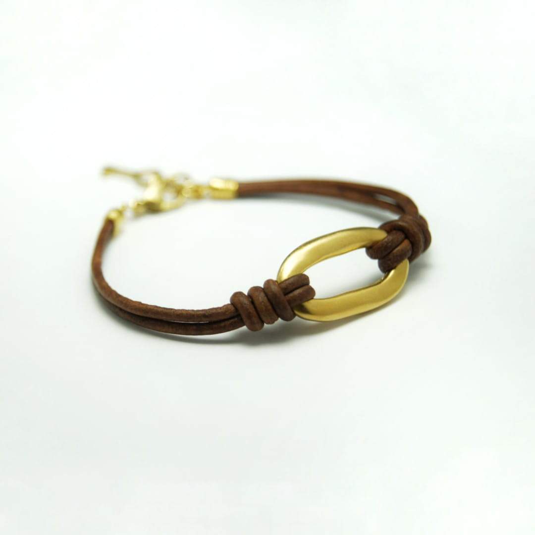 Lederarmband vergoldete Spange  - Noé Armband KOOMPLIMENTS