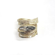 Linien Design Ring mit blau Swarovski-Kristall - ADORE Gray Ringe KOOMPLIMENTS