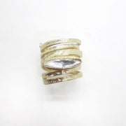 Linien Design Ring mit weiss Swarovski-Stein - ADORE White Ringe KOOMPLIMENTS