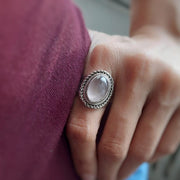 Massiver Ring Silber mit Naturstein - ROSENQUARZ Ringe KOOMPLIMENTS
