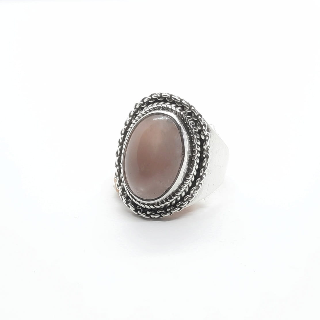 Massiver Ring Silber mit Naturstein - ROSENQUARZ Ringe KOOMPLIMENTS