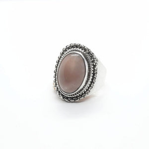 Massiver Ring Silber mit Naturstein - ROSENQUARZ