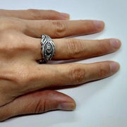 Massiver Ring Silber Pfauenfeder Ringe KOOMPLIMENTS