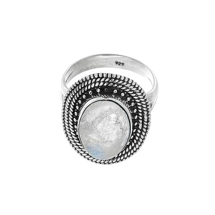 Massiver Ring Silber Regenbogen Mondstein - JAIPUR Ringe KOOMPLIMENTS