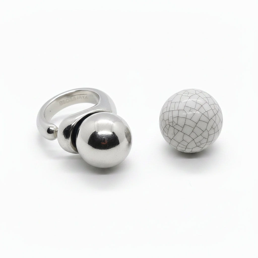 Massiver Silber Ring mit Kugel Ringe KOOMPLIMENTS