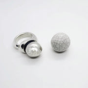 Massiver Silber Ring mit Kugel Ringe KOOMPLIMENTS 54 - 60 Silber + Elfenbein 