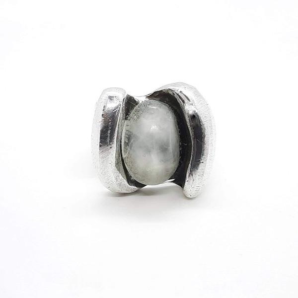Massiver Silber Ring mit weissem Harz Stein - Earth White Ringe KOOMPLIMENTS