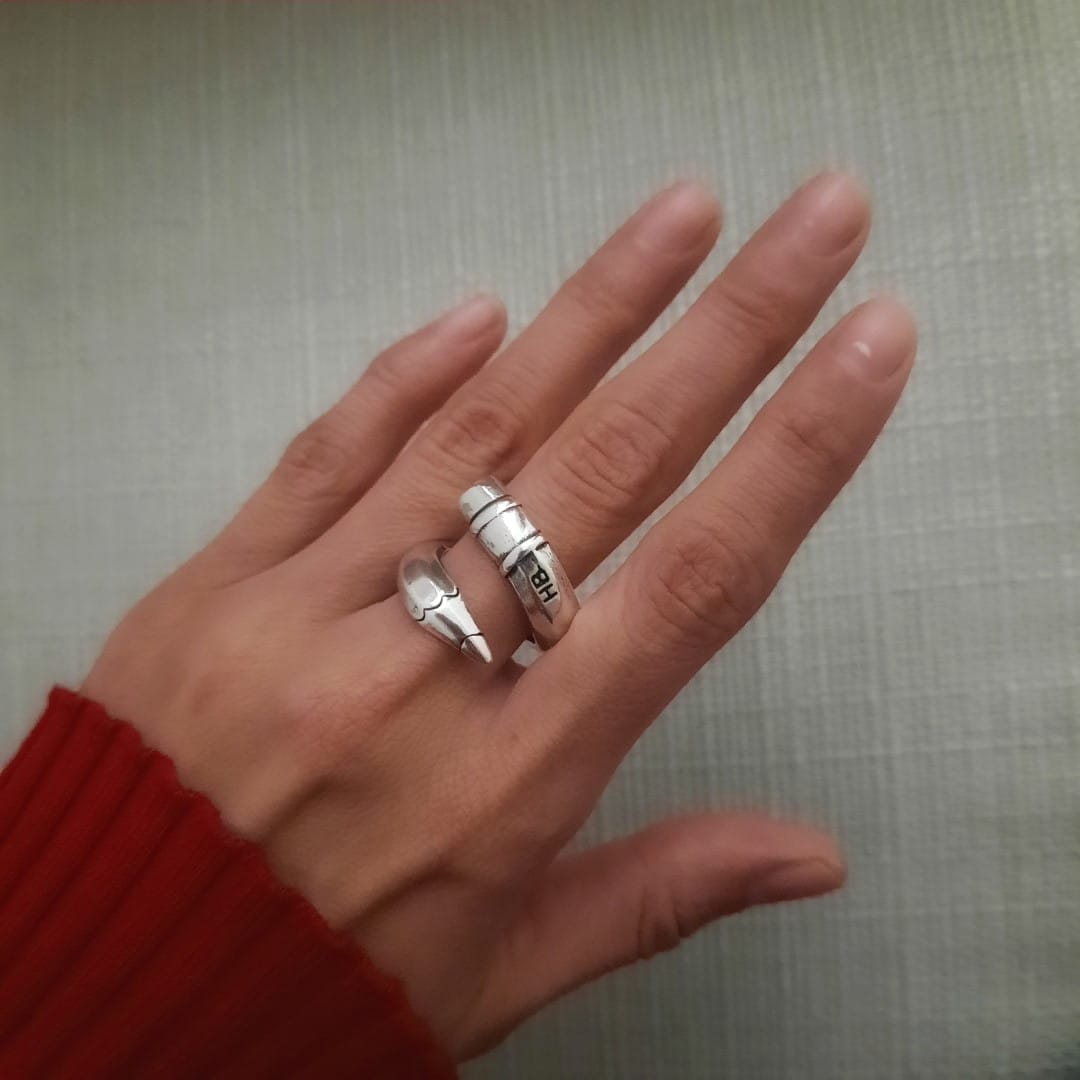 Massiver Silberring Bleistift Ringe KOOMPLIMENTS