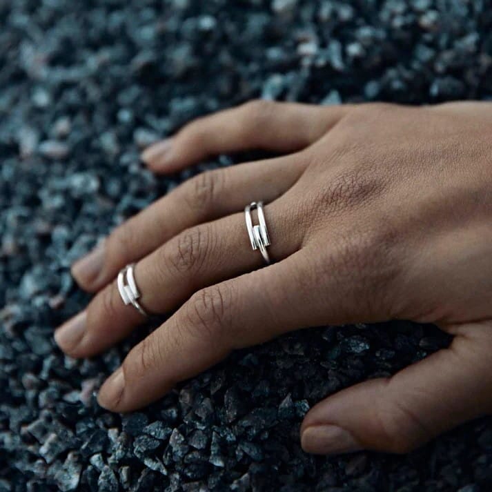 Massiver Silberring mit Linien - NEBEL Ringe KOOMPLIMENTS