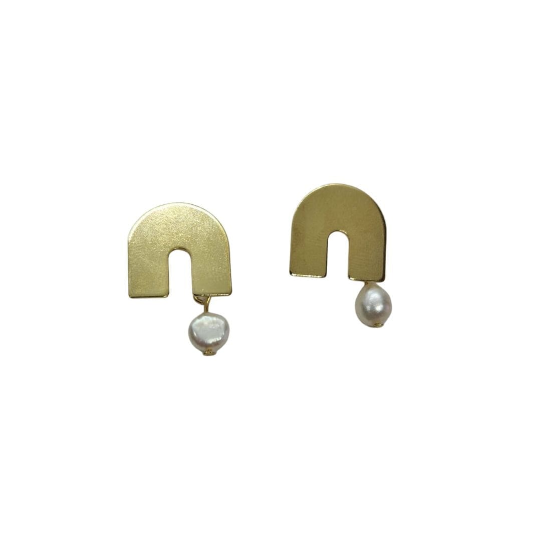 Minimalistische Gold Ohrringe mit Perle U Ohrringe KOOMPLIMENTS