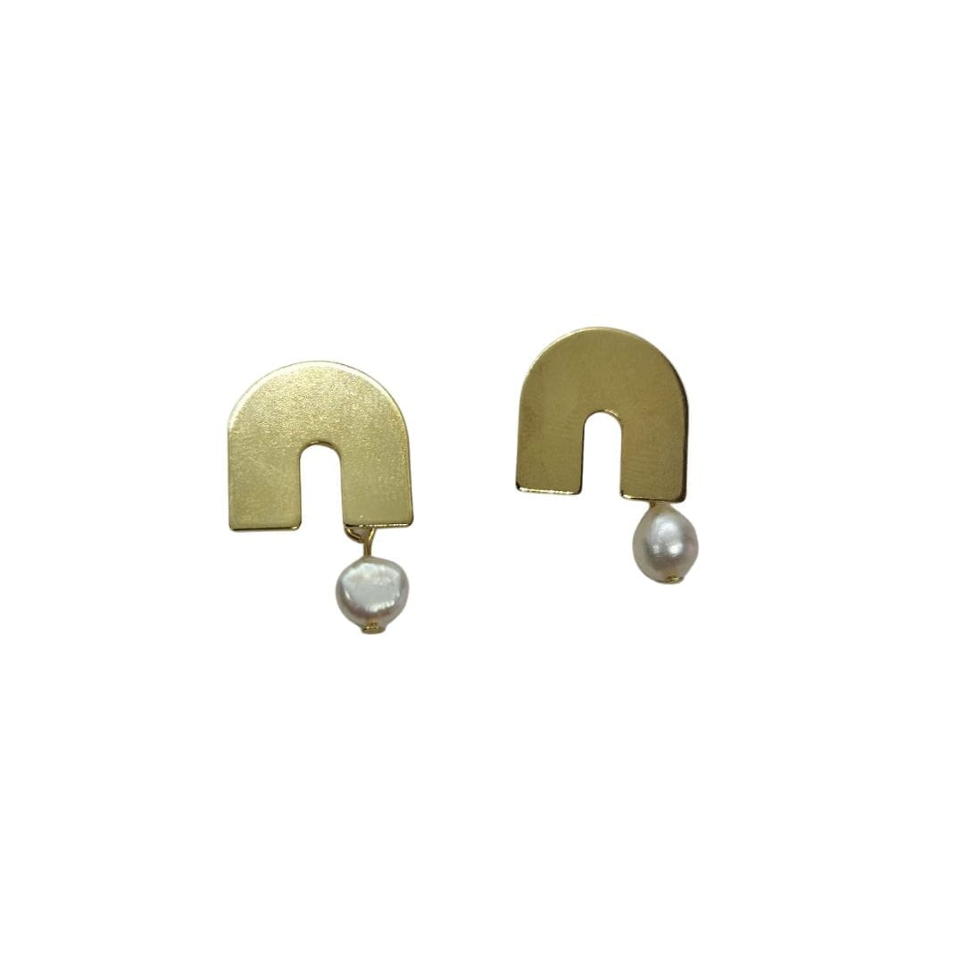 Minimalistische Gold Ohrringe mit Perle U Ohrringe KOOMPLIMENTS 