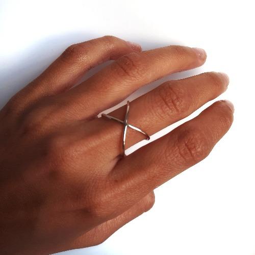 Minimalistischer X Ring Silber Ringe KOOMPLIMENTS