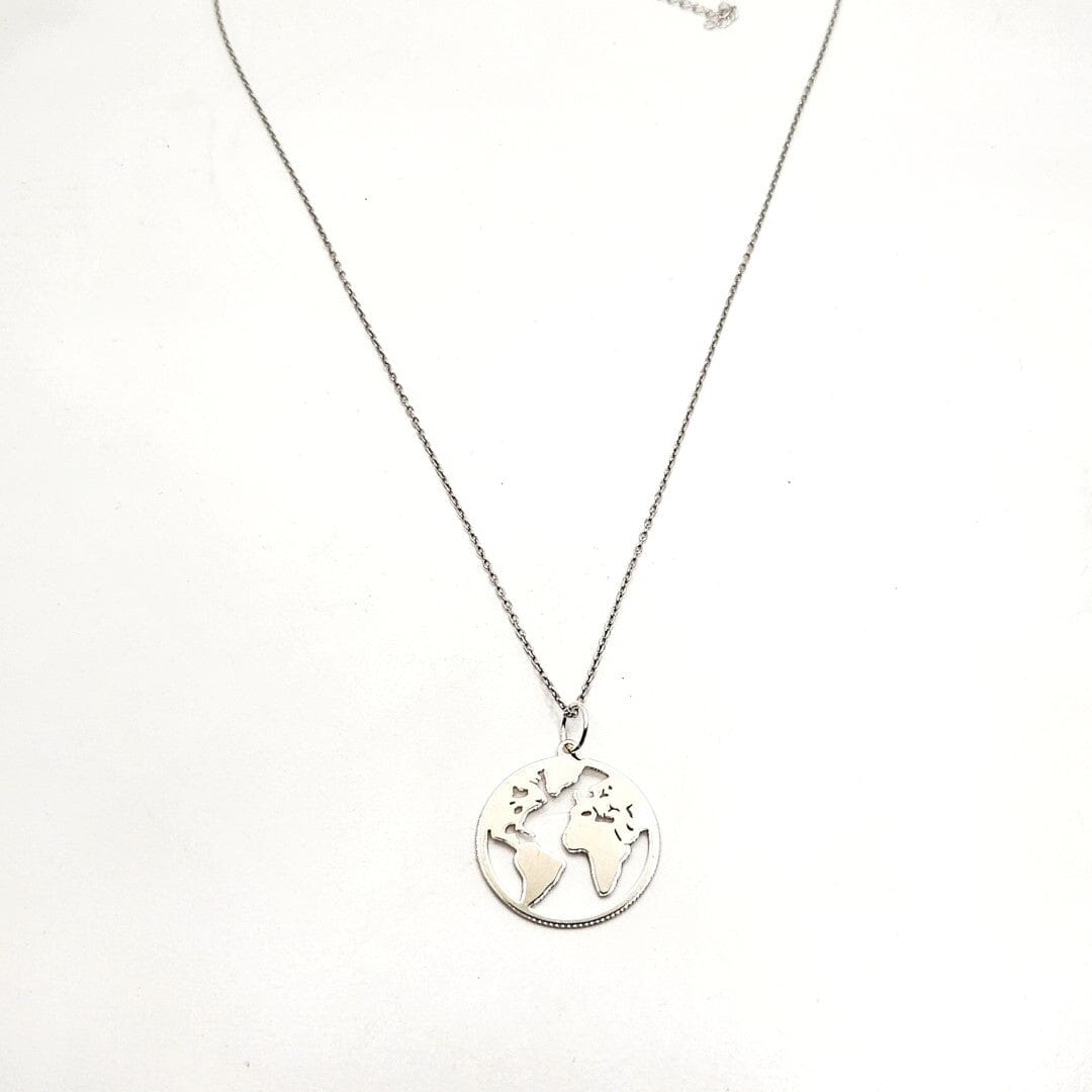 Modische Halskette aus Silber World - Weltkarte Halsketten KOOMPLIMENTS
