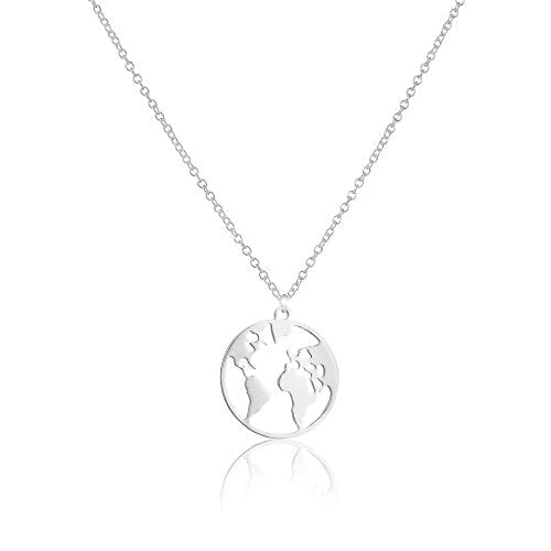 Modische Halskette aus Silber World - Weltkarte Halsketten KOOMPLIMENTS