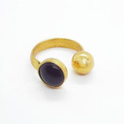 Offener Gold Ring mit 2 Kugeln - GALATEA Ringe KOOMPLIMENTS