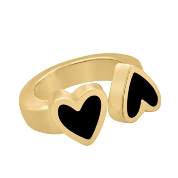 Offener Silber Ring mit Herzen - GEGENPOLE Ringe KOOMPLIMENTS