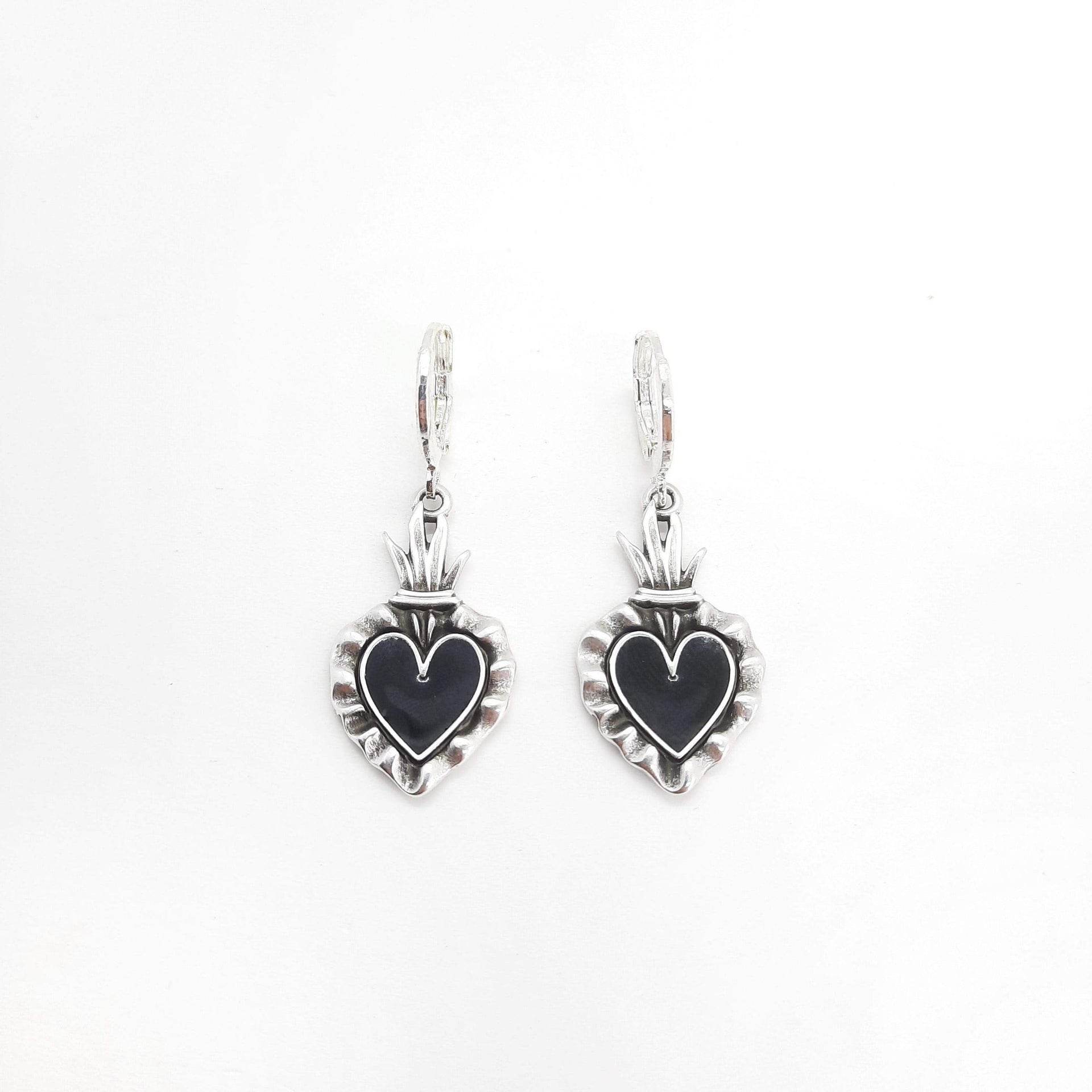 Ohrclips mit Herz - Black Heart Ohrringe KOOMPLIMENTS