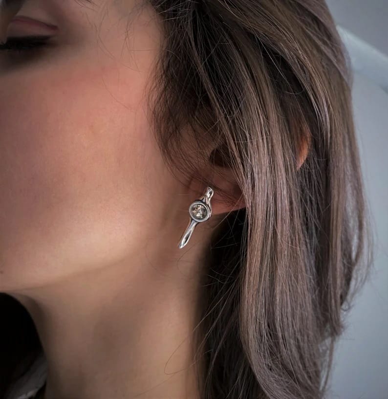 Ohrringe mit Diamantfarbe Swarovski-Stein - Kleiner Baumstamm Ohrringe KOOMPLIMENTS