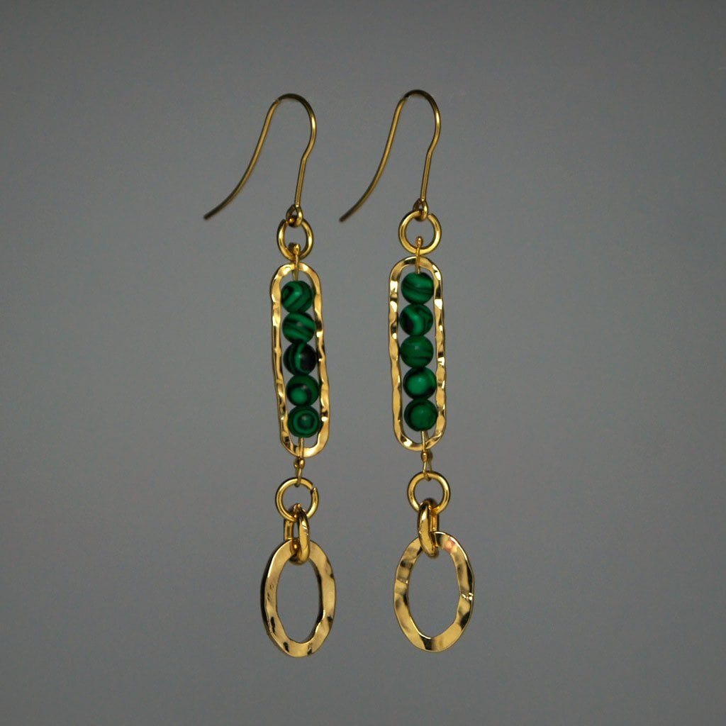Ohrringe mit natürlichem Malachitstein - Namibia Ohrringe KOOMPLIMENTS