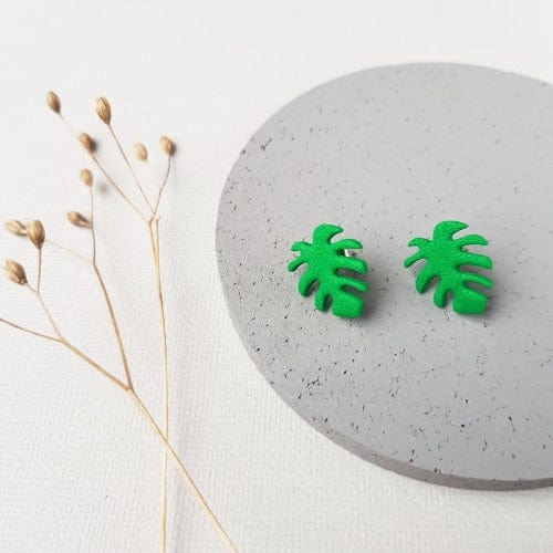Ohrstecker aus Polymer-Ton Baumblatt Grün Ohrstecker KOOMPLIMENTS