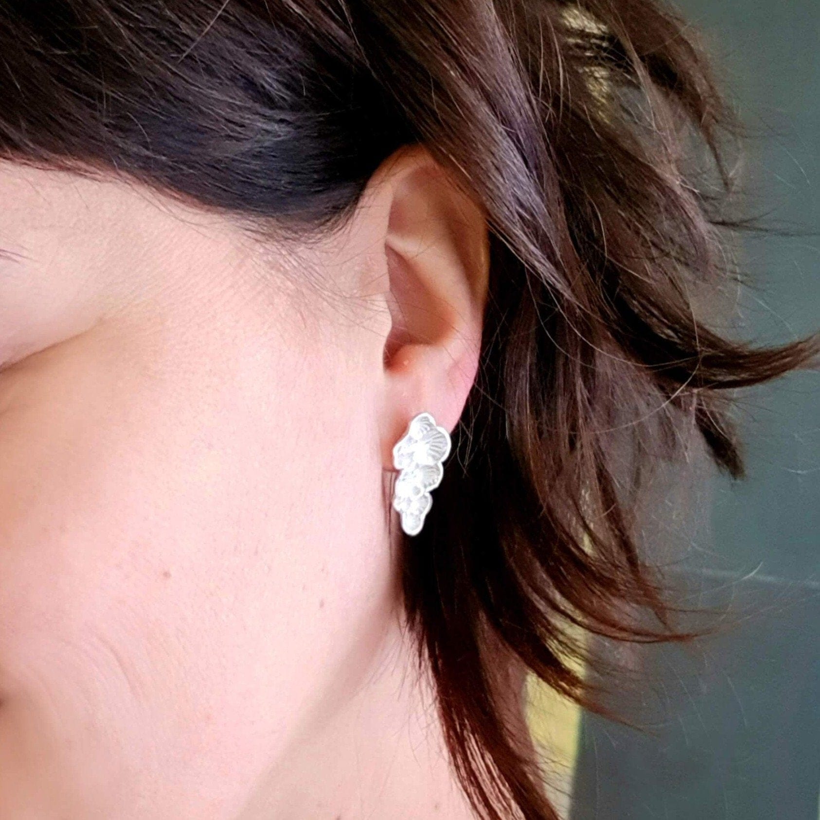 Ohrstecker aus recyceltem massivem Silber - Corail Ohrstecker KOOMPLIMENTS