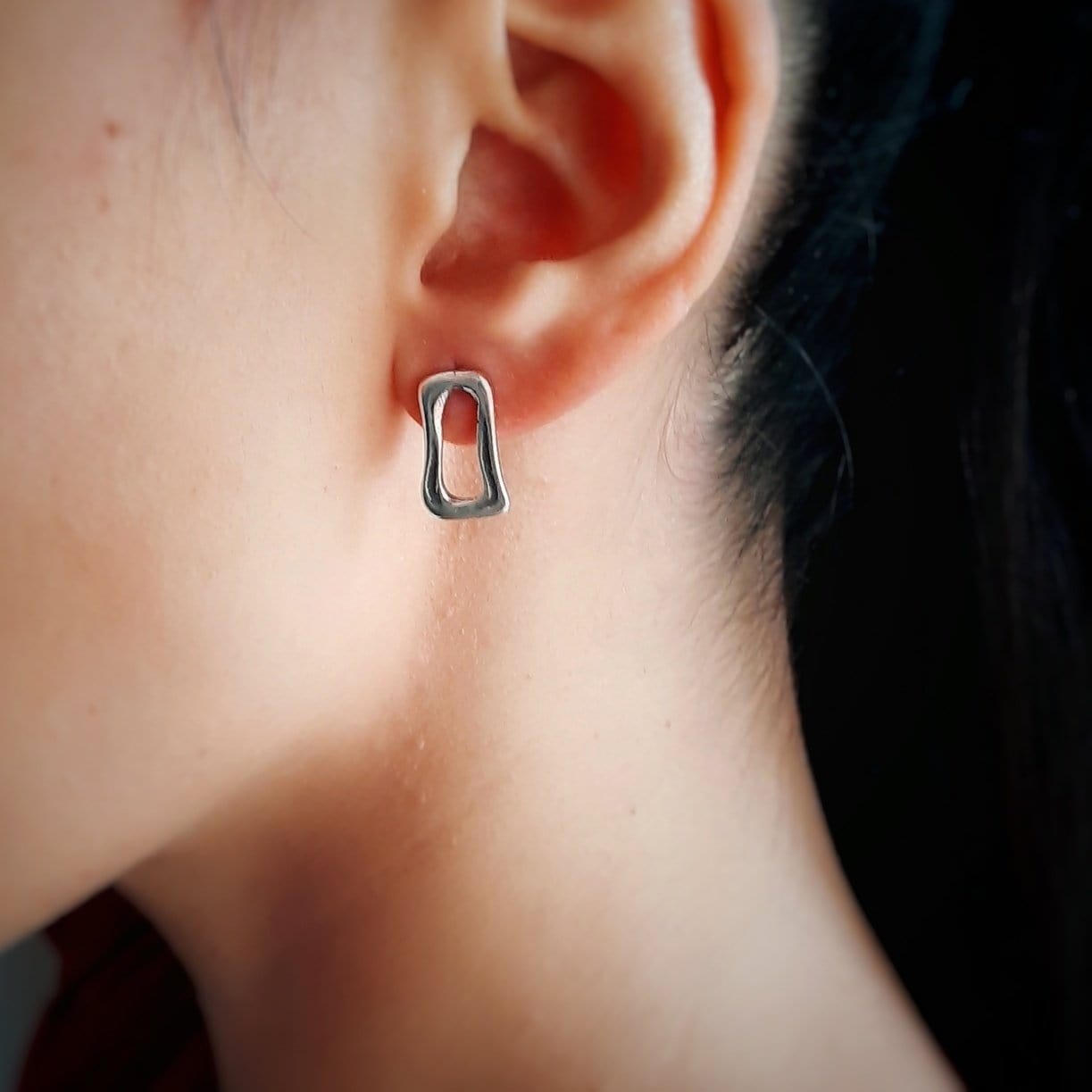 Ohrstecker aus Silber abgerundetes Rechteck Ohrstecker KOOMPLIMENTS
