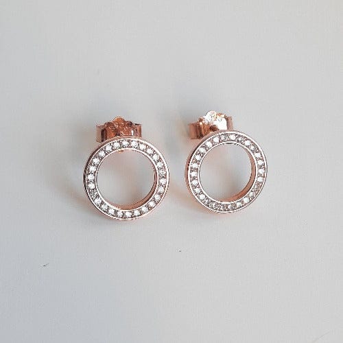Ohrstecker Kreis mit Zirkonia aus 925 Sterlingsilber - Gold Pink Circle Ohrringe KOOMPLIMENTS