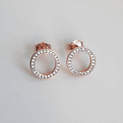 Ohrstecker Kreis mit Zirkonia aus 925 Sterlingsilber - Gold Pink Circle Ohrringe KOOMPLIMENTS