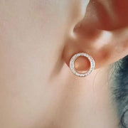 Ohrstecker Kreis mit Zirkonia aus 925 Sterlingsilber - Gold Pink Circle Ohrringe KOOMPLIMENTS