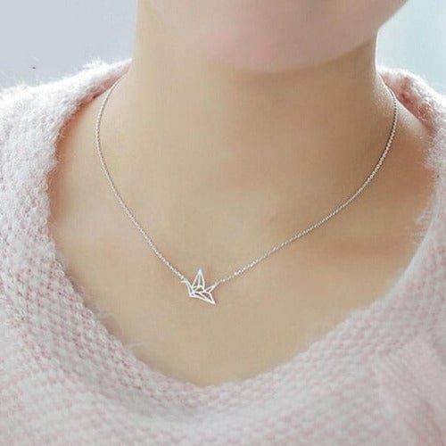 Origami-Vogel Halskette aus Silber Halsketten KOOMPLIMENTS