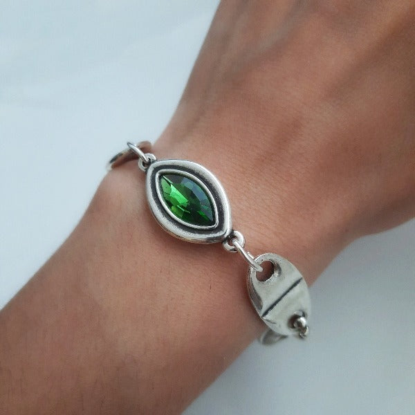 Oval Link Armband - Grünes Blatt Armband KOOMPLIMENTS
