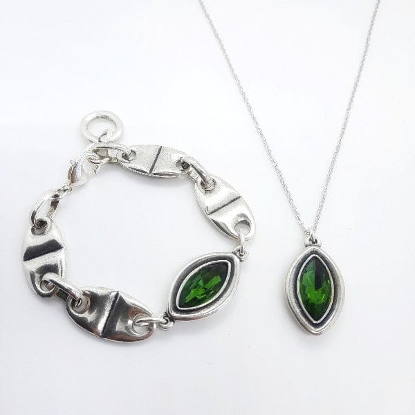Oval Link Armband - Grünes Blatt Armband KOOMPLIMENTS