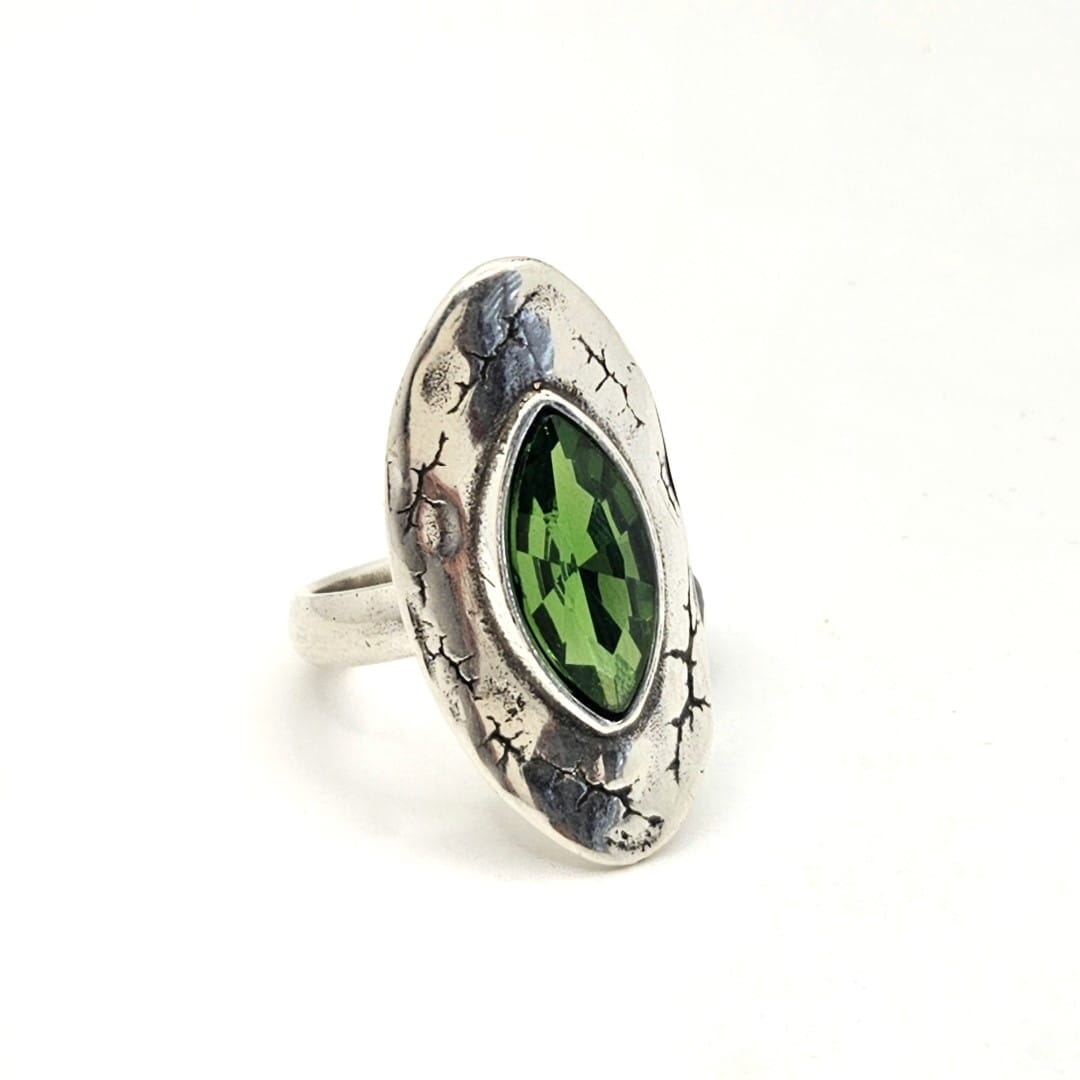 Ovaler Ring mit grünem Kristall Ringe KOOMPLIMENTS 