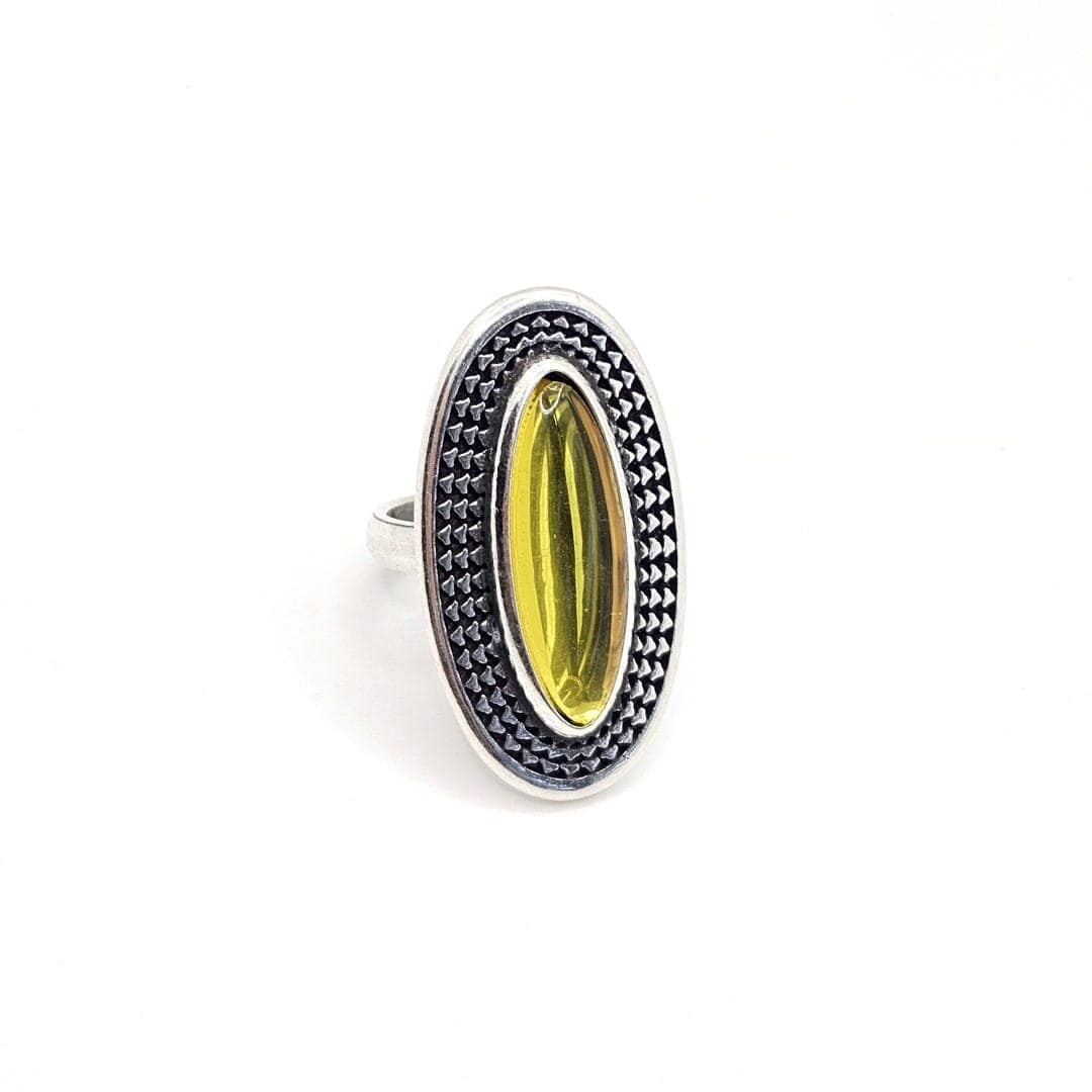 Ovales Ring mit gelbem Kristall MARQUIS Ringe KOOMPLIMENTS