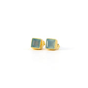 Quadratische Crystal Wasser Ohrstecker – Aqua Chalcedon Ohrstecker KOOMPLIMENTS