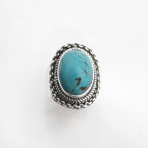 Bague en argent massif avec pierre précieuse turquoise - Prana