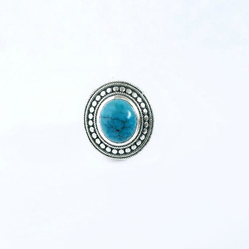 Ring aus Silber massiv mit türkisfarbenem Edelstein - Prana Ringe KOOMPLIMENTS