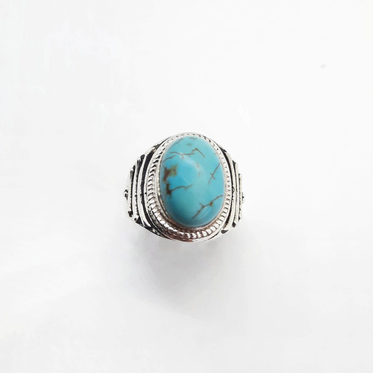 Ring aus Silber massiv mit türkisfarbenem Edelstein - Prana Ringe KOOMPLIMENTS